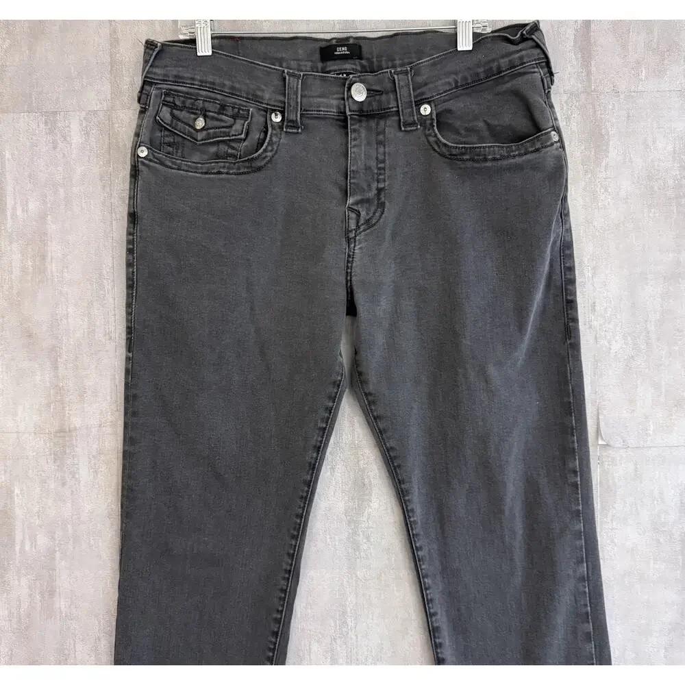 True Religion Jeans Mens 34x32 Geno Relaxed Slim Faded Wash Denim Pocket Flap